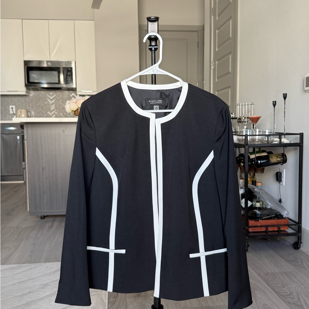 Evan Picone Black Blazer with White Trim - Picture 2 of 4